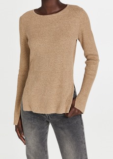 Bassike Fine Cotton Linen Ribbed Knit Sweater