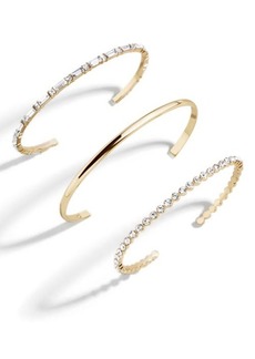 BaubleBar Assorted Set of 3 Crystal Cuff Bracelets
