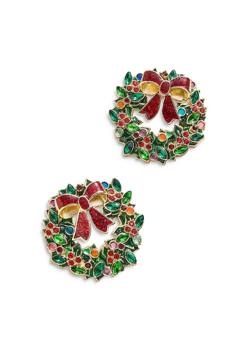 Baublebar Bewreath In The Spirit Crystal Wreath Stud Earrings in Gold Tone