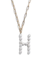 BaubleBar Blair Hera Genuine Pearl Initial Pendant Necklace