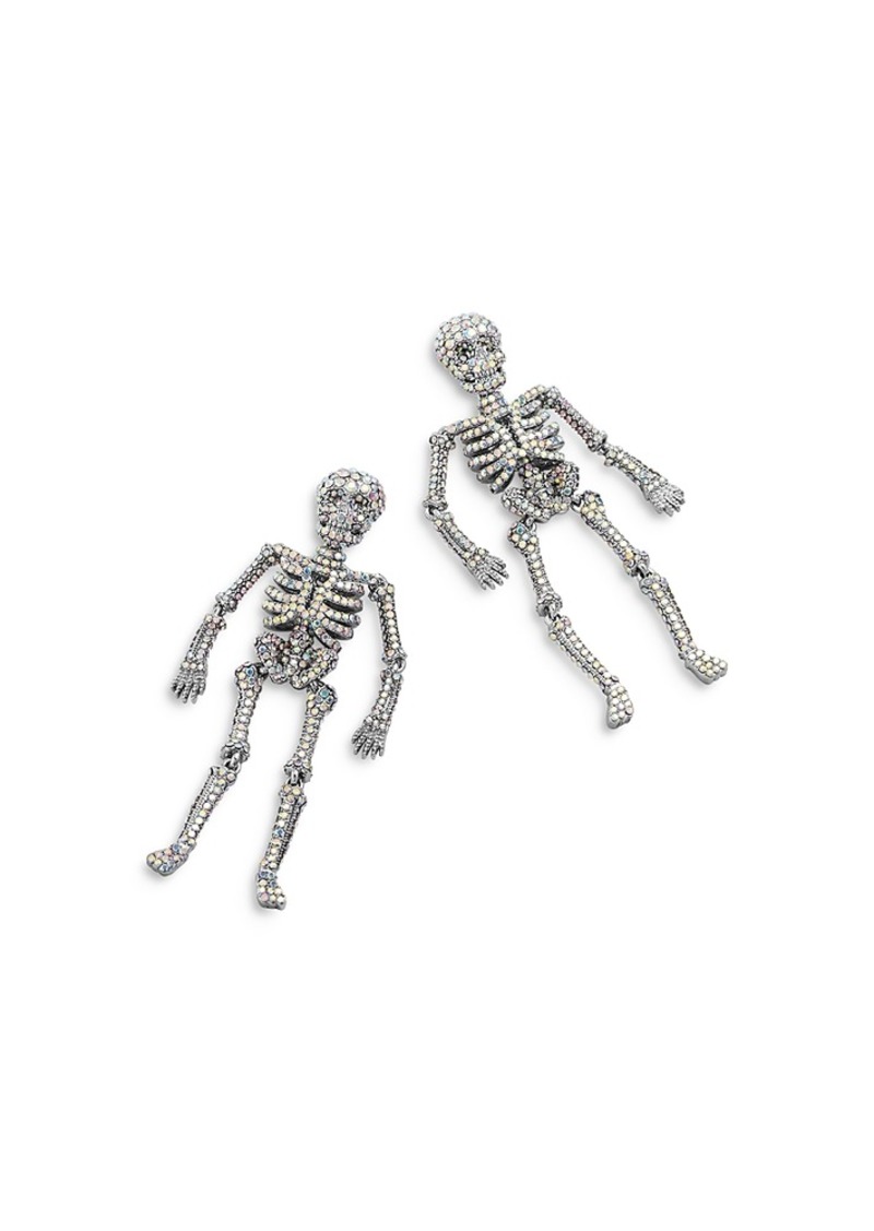 Baublebar Bone A Fide Hottie Pave Skeleton Drop Earrings in Silver Tone