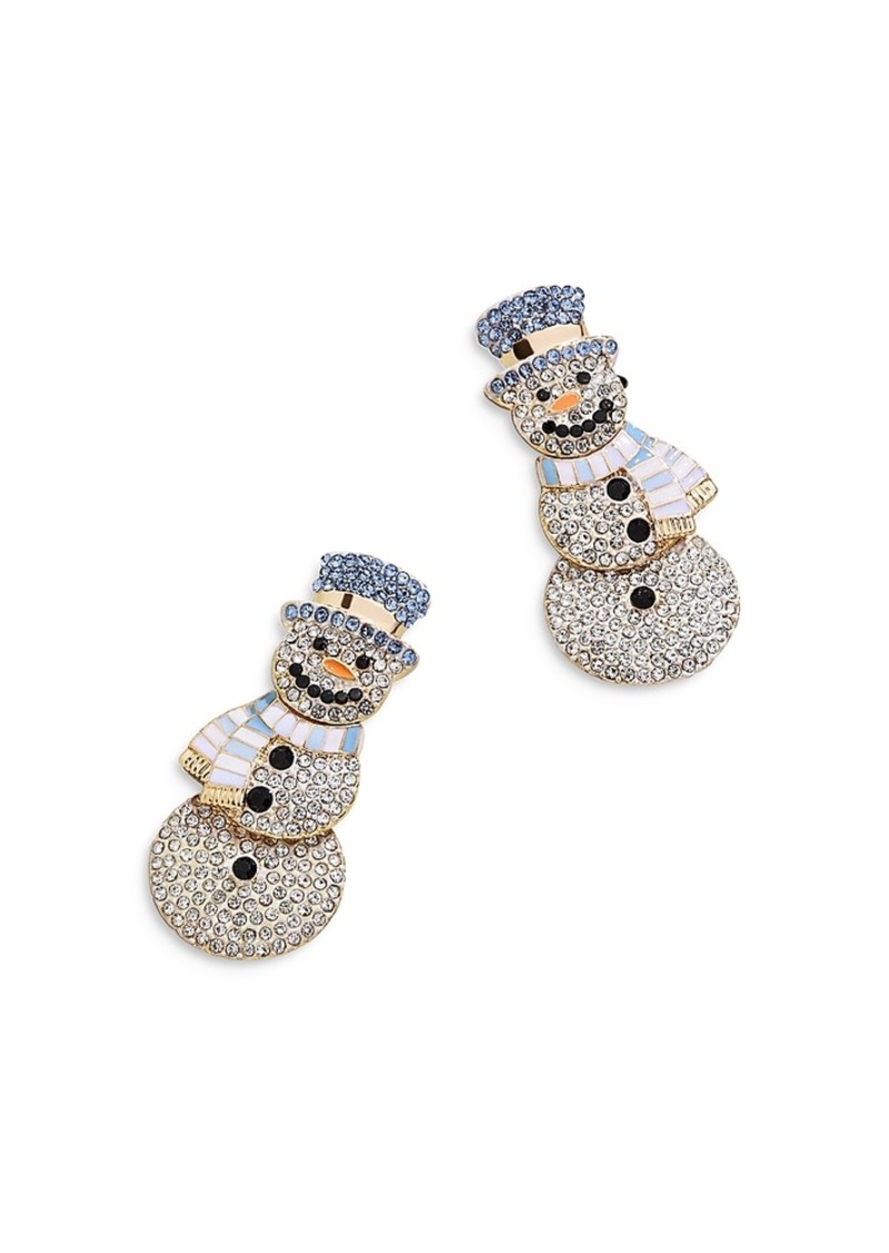 Baublebar Feeling Frosty Pave Snowman Drop Earrings in Gold Tone