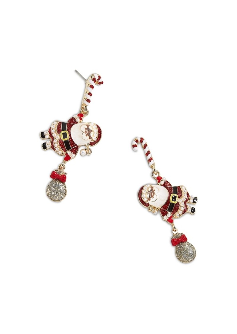 Baublebar Got It In The Bag Crystal & Imitation Pearl Santa Drop Earrings in Gold Tone