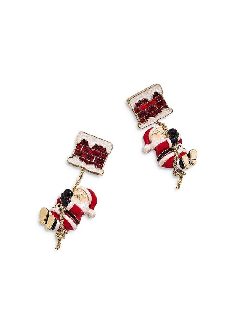 Baublebar Hurry Down The Chimney Crystal & Santa Drop Earrings in Gold Tone