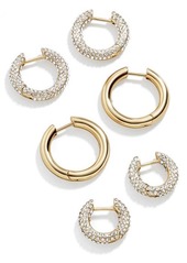 BaubleBar Lucy Set of 3 Huggie Hoop Earrings