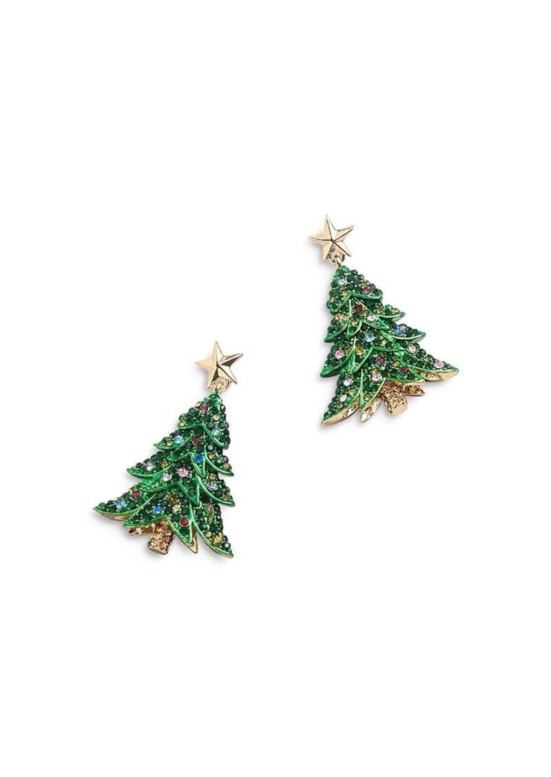 Baublebar Pine-ing For You Pave Christmas Tree Drop Earrings in Gold Tone