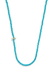 BaubleBar Turquoise Bead Initial Charm Necklace