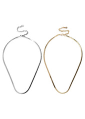 BaubleBar Gia Set of 2 Herringbone Necklaces in Silver/gold at Nordstrom
