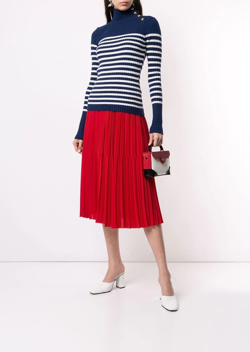 knit sailor stripe turtleneck sweater - 39% Off!