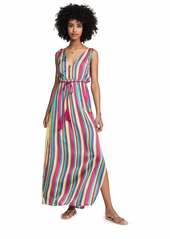 BB Dakota Women's in The Rainbows Stripe Printed Reverse Crepon Dress Sorbet extra small
