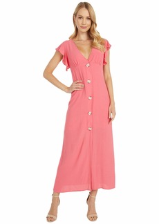 BB DAKOTA Women's That's Amore Button Front Midi Dress  Pink Red