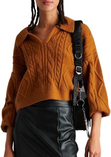 BB Dakota Cay Cable Knit Sweater In Tan