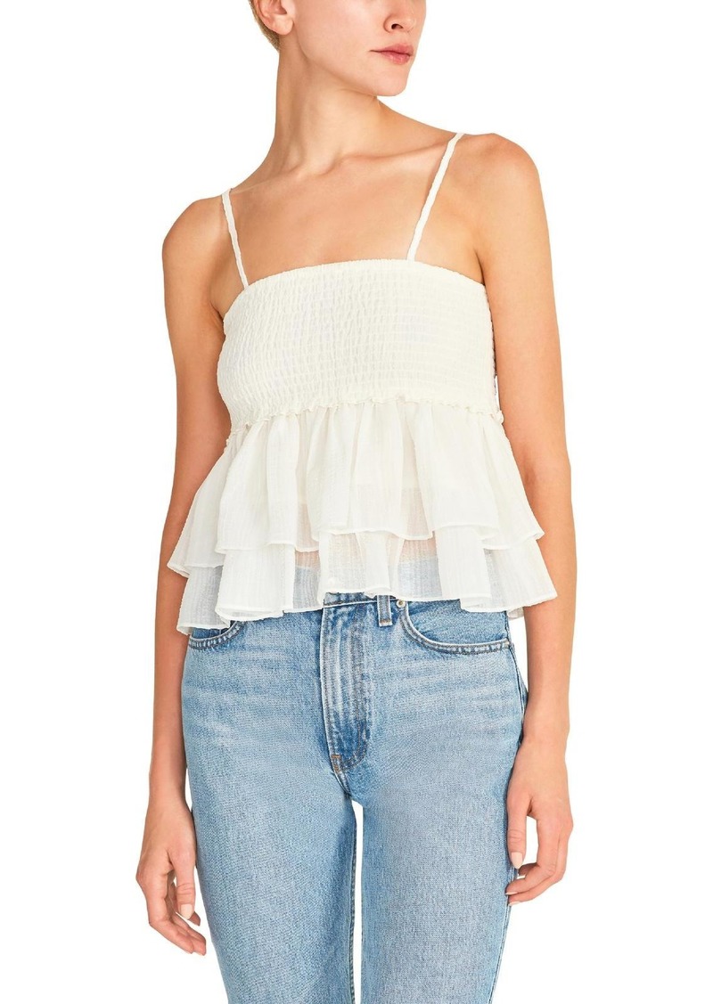 BB Dakota Smock Signals Womens Cropped Ruffled Tank Top