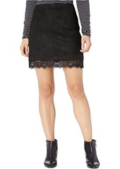 BB Dakota Too Little Too Lace Faux Suede Mini Skirt with Lace Trim