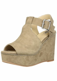 BC Footwear Women's Here We Go Now Wedge Sandal Taupe v-Suede  M US