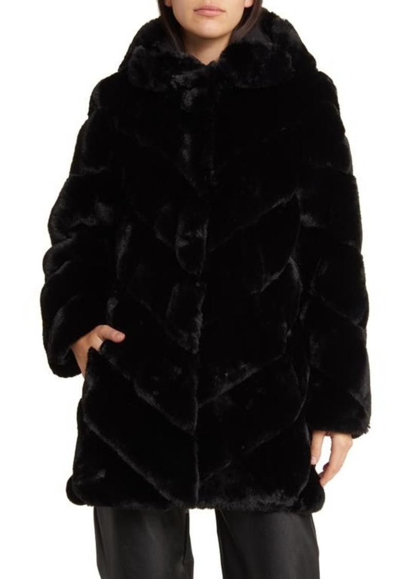 bcbg Chevron Faux Fur Hooded Jacket