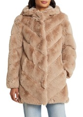 bcbg Chevron Faux Fur Hooded Jacket