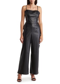 BCBG Faux Leather Jumpsuit in Black Onyx at Nordstrom Rack