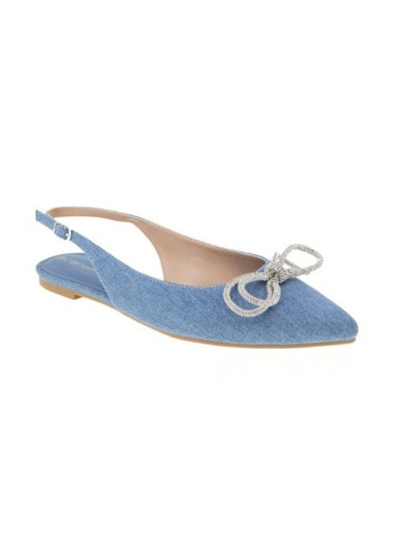 bcbg Kristin Pointed Toe Denim Slingback Flat at Nordstrom