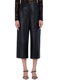 BCBG New York Faux Leather Crop Wide Leg Pants in Onyx at Nordstrom Rack