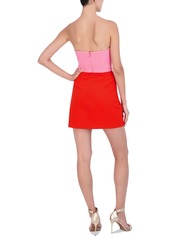 Bcbg New York Women's Colorblock Strapless Bodycon Mini Dress - Redmulti