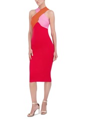Bcbg New York Women's Halter Colorblock Knit Midi Dress - Redmulti