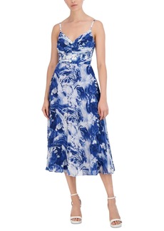 Bcbg New York Women's Printed Pleated Midi Dress - Blue Multi