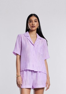 Bcbg New York Women's Short-Sleeve Button-Up Shirt - Orchid