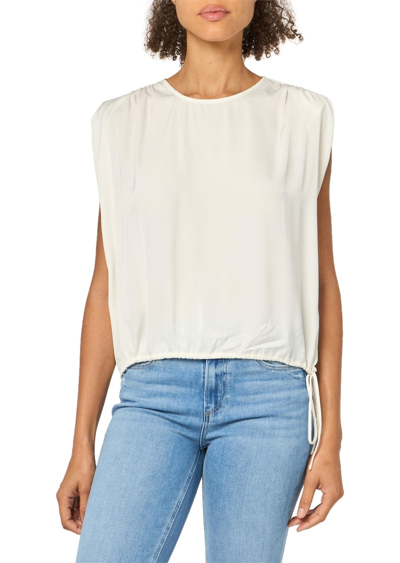 BCBG New York Women's Sleeveless Drawstring Crew Neck Top