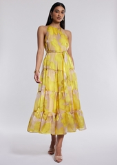 Bcbg New York Women's Sleeveless Halter Tiered Maxi Dress - Yellow Combo Print