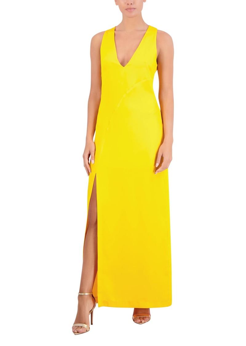 BCBG New York Women's Sleeveless V Neck Maxi Dress with Side Slit