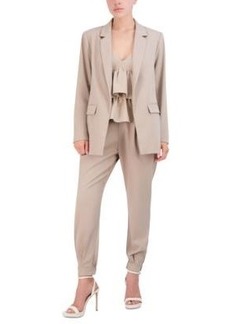 Bcbg New York Womens Twill Open Front Blazer Twill Tiered Cami Top Twill Jogger Pants