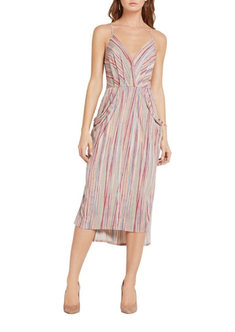 sunburst fan faux wrap dress