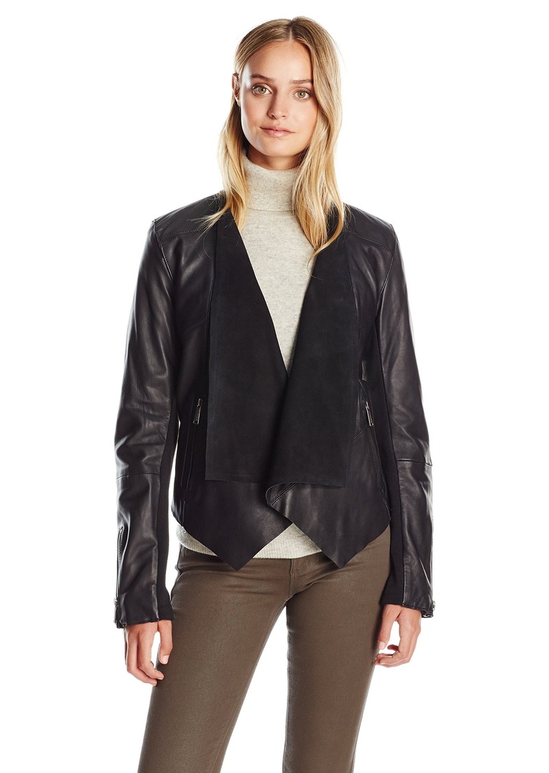 BCBG BCBGeneration Women's Drape Leather Jacket M | Outerwear