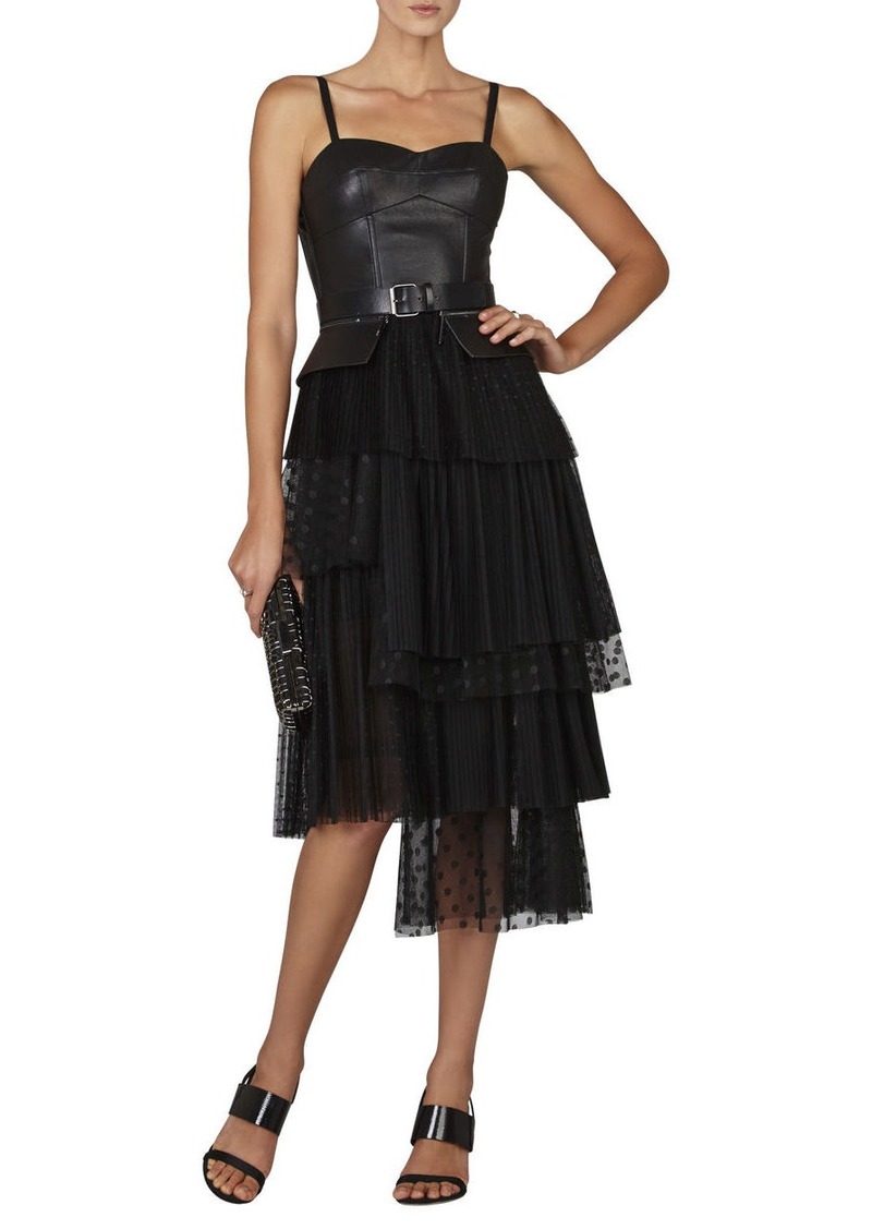 BCBG Casandra Sleeveless Faux-Leather Bustier Dress | Dresses