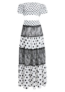 BCBG Max Azria 2-Piece Polka Dot Crop Top & Maxi Skirt Set