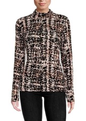 BCBG Max Azria Abstract Print Mockneck Top