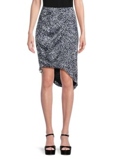 BCBG Max Azria Abstract Print Ruched Asymmetric Skirt