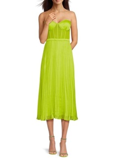 BCBG Max Azria Accordion Pleat Midi Cocktail Dress