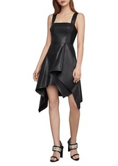 BCBG Max Azria Asymmetric Faux Leather Fit-&-Flare Dress