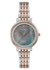 BCBG Max Azria Bcbgmaxazria Ladies Two Tone Rose GoldTone Bracelet Watch with Grey Mop Dial, 33mm