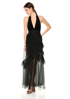 bcbg angeline halter gown