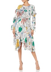 BCBG Max Azria BCBGMax Azria Women's Cicely Printed Woven Dress with Tie Sleeve Detail