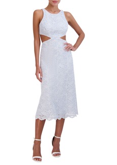BCBG Max Azria BCBGMAXAZRIA Embroidered Cutout Eyelet A-Line Dress in Heather Blue at Nordstrom Rack