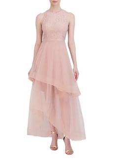 BCBG Max Azria BCBGMAXAZRIA Embroidered Tiered Gown in Burnished Lilac at Nordstrom Rack