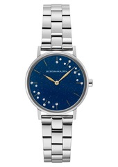 BCBG Max Azria Bcbgmaxazria Ladies Blue Dial Round Stainless Steel Bracelet Watch, 32mm