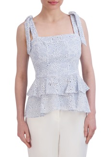 BCBG Max Azria BCBGMAXAZRIA Ruffle Embroidered Eyelet Camisole Top in Heather Blue at Nordstrom Rack