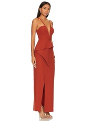 BCBG Max Azria BCBGMAXAZRIA V Neck Ruffle Gown