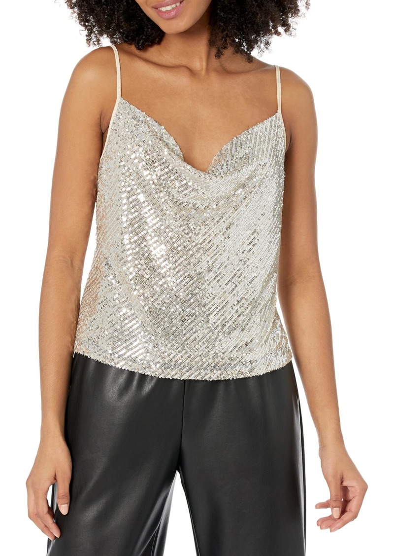 BCBG Max Azria BCBGMAXAZRIA Women's Cowl Neck Sleeveless Pullover Sequin Cami Top