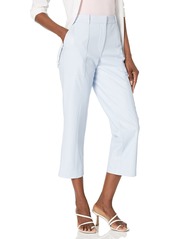 BCBG Max Azria BCBGMAXAZRIA Women's Cropped Straight Leg Pant Faux Leather Belt Loop Edge Stitch Functional Pockets Trouser